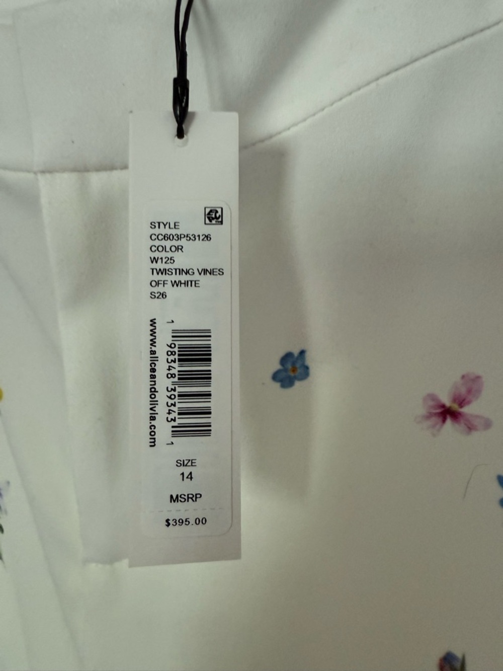 Alice + Olivia White Wide-Leg Pants with Floral Side Panels - Picture 3 of 5